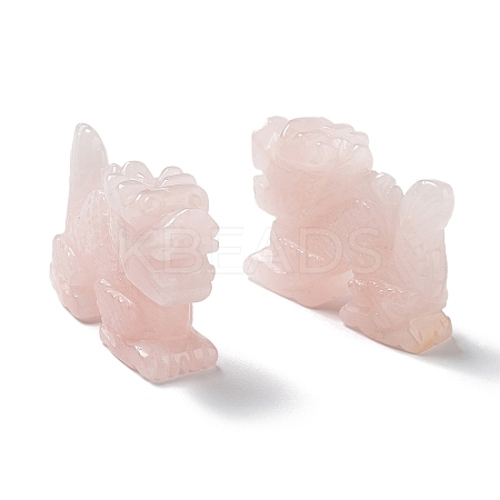 Natural Rose Quartz Carved Healing Dragon Figurines DJEW-F025-02C-1