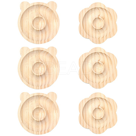 2Pcs 2 Styles Beech Wooden Bangle & Bracelet & Finger Ring & Beads Display Holder Tray AJEW-YW0001-26-1