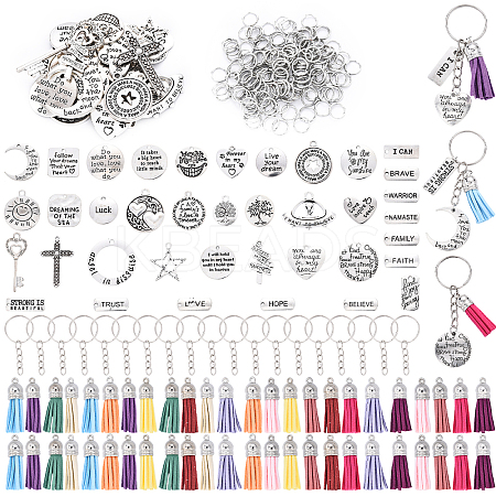 DIY Alloy Pendants Keychain Making Kits DIY-YW0011-42-1