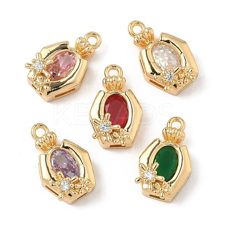 Brass Micro Pave Cubic Zirconia Pendants KK-S531-06G-1