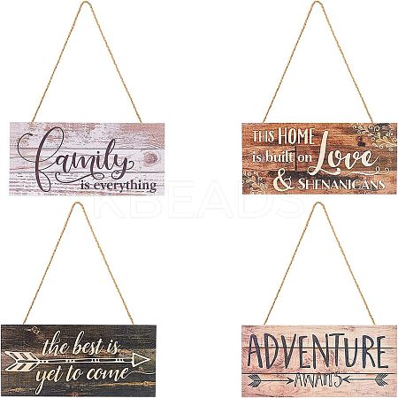 Natural Wood Hanging Wall Decorations for Front Door Home Decoration AJEW-FG0001-26-1