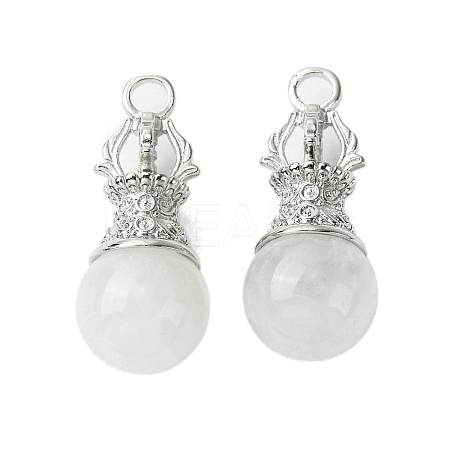 Natural Quartz Crystal Round Pendants G-C114-04P-18-1