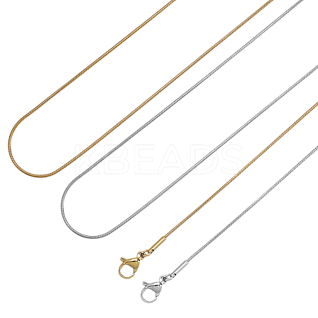 10Pcs 2 Colors 0.9MM 304 Stainless Steel Snake Chain Necklaces STAS-AR0002-64-1