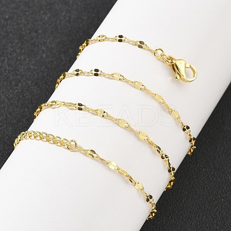 Brass Dapped Chains Necklaces for Women NJEW-D302-23G-1