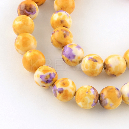 Dyed Natural Ocean White Jade Round Bead Strands G-R295-8mm-11-1