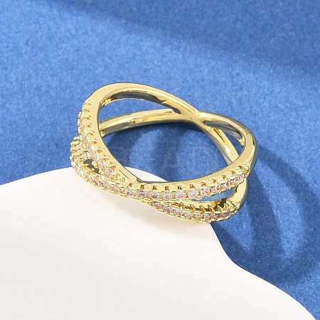 Brass Micro Pave Cubic Zirconia Finger Rings RJEW-D340-01G-02-1