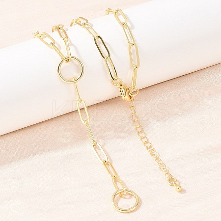 Brass Paperclip Chain Y Lariat Necklaces NJEW-H087-06G-G-1