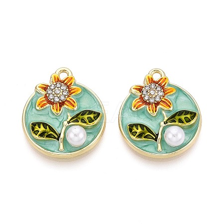 Rack Plating Alloy Rhinestone Enamel Pendants ENAM-N065-15KCG-1