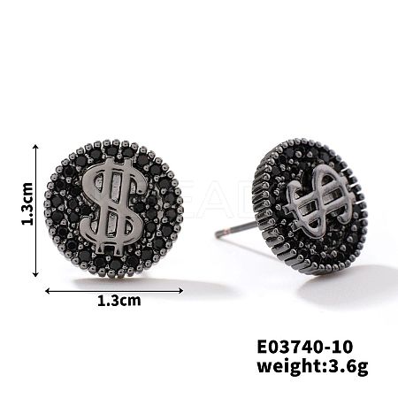 Chic Brass Cubic Zirconia Stud Earrings ZD1304-2-1