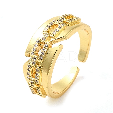 Brass Micro Pave Cubic Zirconia Cuff Rings RJEW-P102-08G-1
