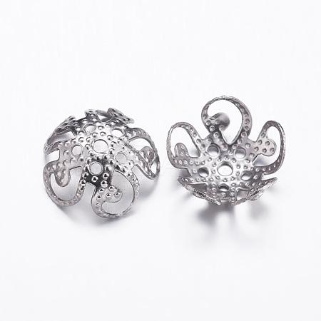 Tarnish Resistant 304 Stainless Steel Beads Caps STAS-P161-15-1