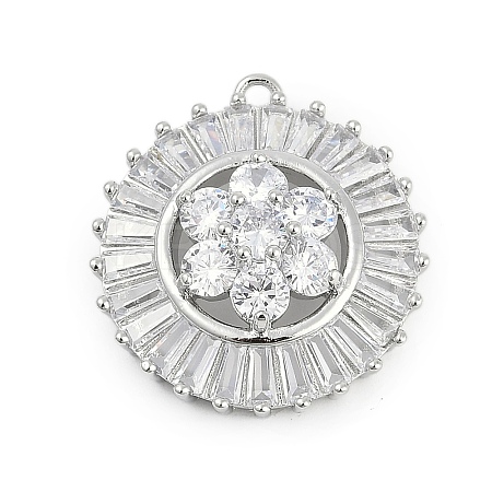 Brass Micro Pave Cubic Zirconia with Glass Pendants KK-Q026-15P-1