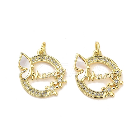 Mother's Day Brass Micro Pave Clear Cubic Zirconia Pendants KK-K365-23G-1