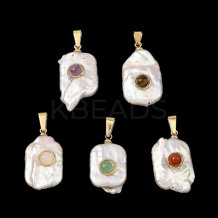 Natural Mixed Gemstone Pendants PALLOY-JF05974-1