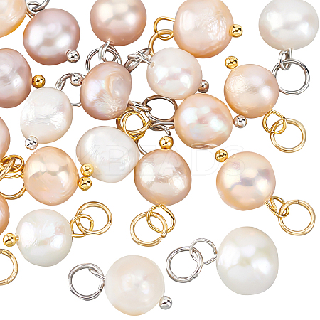 20Pcs 2 Colors Natural Cultured Freshwater Pearl Pendants PALLOY-AB00238-1