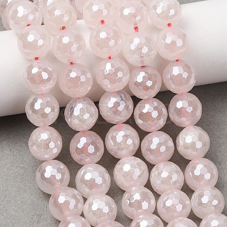 Electroplated Natural Rose Quartz Beads Strands G-B191-A04-10mm-1