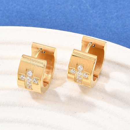 304 Stainless Steel Micro Pave Clear Cubic Zirconia Hoop Earrings EJEW-G457-03G-1