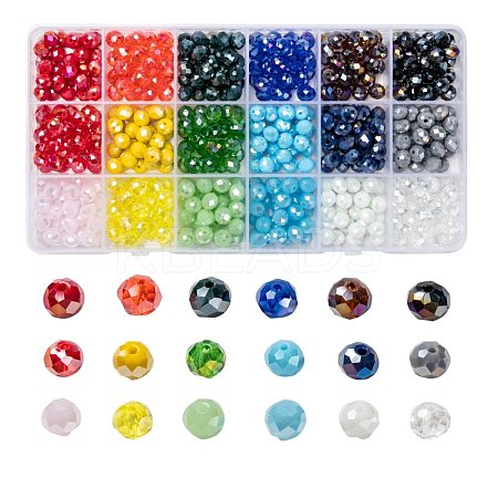 18 Colors Electroplate Glass Beads EGLA-X0006-03B-8mm-1