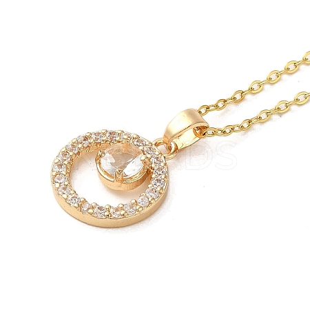 Brass Micro Pave Cubic Zirconia Pendant Necklaces for Women NJEW-E106-15KCG-01-1