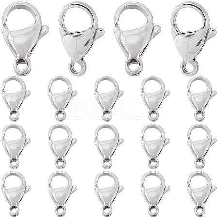 SUNNYCLUE 100Pcs 304 Stainless Steel Lobster Claw Clasps STAS-SC0007-12-1