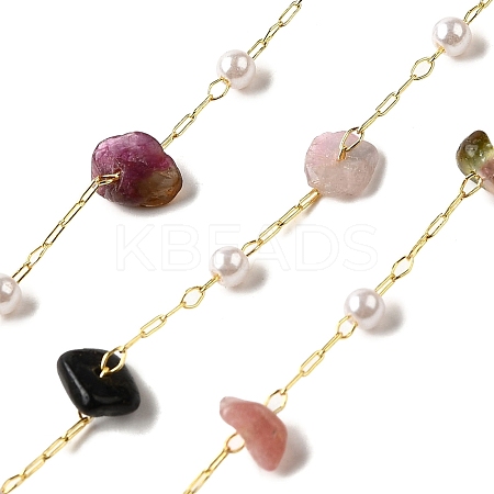 Handmade Natural Multicolor Tourmaline Chip Beaded Chains CHC-F020-02G-05-1