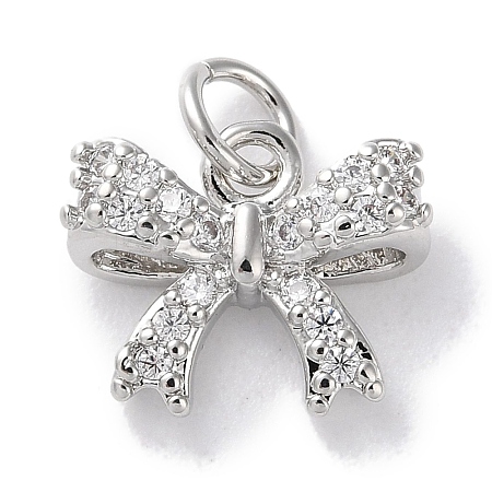 Rack Plating Brass Micro Pave Clear Cubic Zirconia Pendants KK-Z039-11P-1