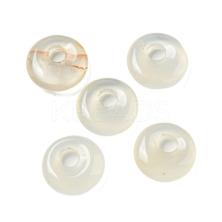 Natural White Agate Donut/Pi Disc Charms G-G142-02T-1