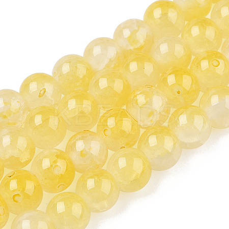 Crackle Baking Paint Imitation Jade Glass Beads Strands DGLA-T003-10mm-03-1