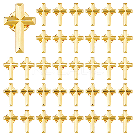 50Pcs Religion Corss Alloy Lapel Pin Backs JEWB-FH0002-50G-1