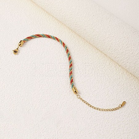 Twisted Nylon Cord Bracelets for Women BJEW-V007-01G-01-1