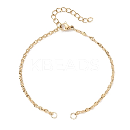 304 Stainless Steel Cable Chain & Textured Dapped Chain Bracelet Making AJEW-JB01475-1
