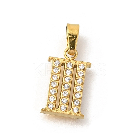 Ion Plating(IP) 304 Stainless Steel Micro Pave Cubic Zirconia Pendants STAS-H228-02G-03-1