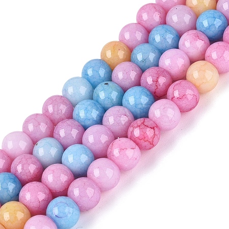 Ombre Effect Opaque Crackle Glass Beads Strands GLAA-Q106-01A-A08-1