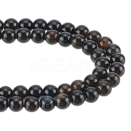 2 Strands Natural Black Onyx Beads Strands G-GO0001-15B-1