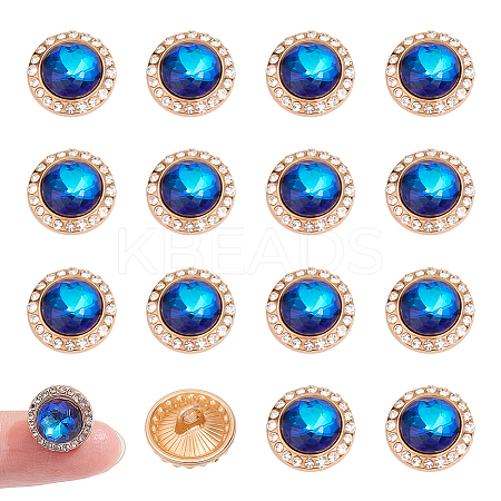 20Pcs 1-Hole Flat Round Zinc Alloy Rhinestones Buttons ALRI-NB0001-20C-1