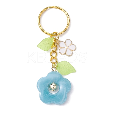 Flower Acrylic Imitation Gemstone Pendant Keychain KEYC-JKC00692-01-1