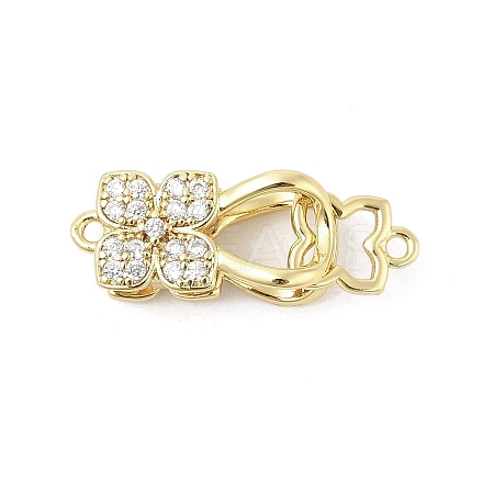 Brass Micro Pave Clear Cubic Zirconia Interlocking Clasps KK-U059-16G-1