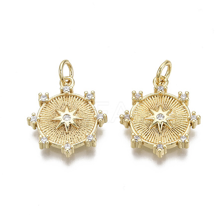 Brass Micro Pave Clear Cubic Zirconia Pendants KK-R133-026-NF-1