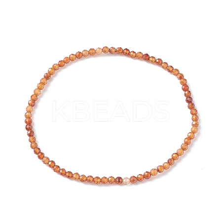3mm Natural Garnet Beads Stretch Bracelet for Girl Women BJEW-JB07284-01-1