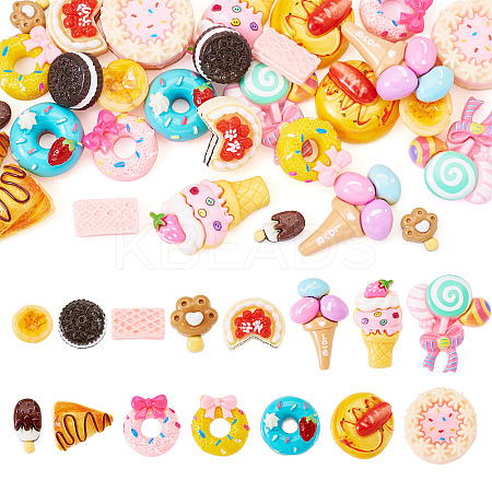 30Pcs 15 Styles Opaque Resin Imitation Food Decoden Cabochons RESI-TA0003-70-1