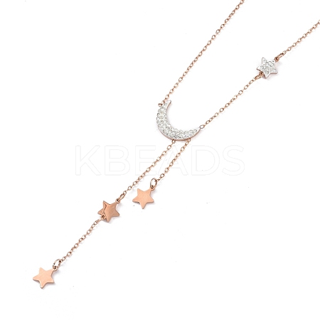 Ion Plating(IP) 304 Stainless Steel with Polymer Clay Rhinestone Necklaces NJEW-G081-09RG-1