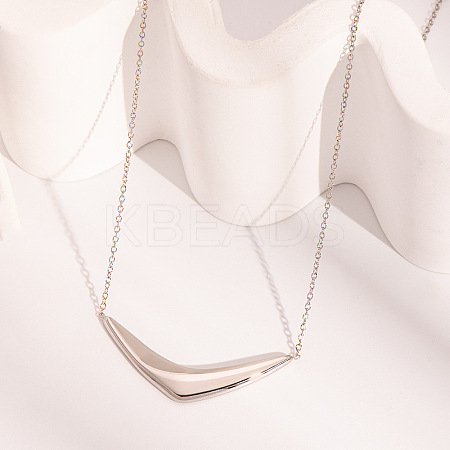 304 Stainless Steel V Shaped Pendant Necklaces for Women NJEW-Z086-01P-1