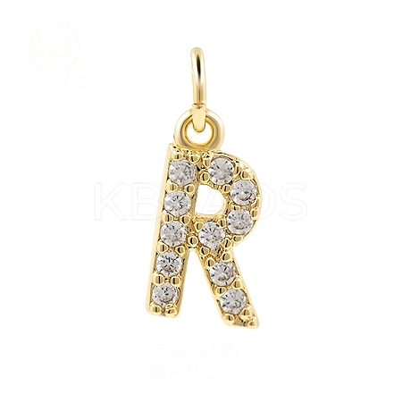 Brass Cubic Zirconia Pendants with Jump Rings FIND-PW0024-09R-1