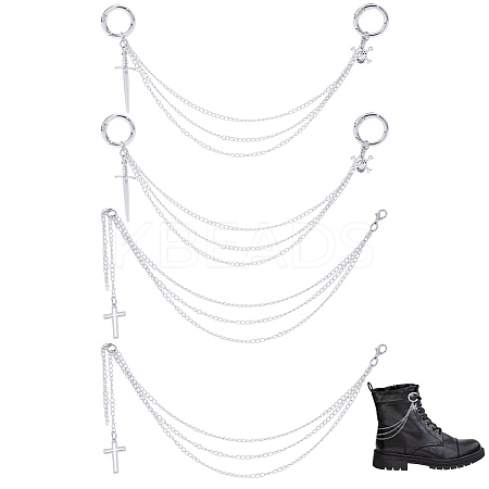 4Pcs 2 Styles Brass Chain Boot Strap Chains HJEW-DR00219-1