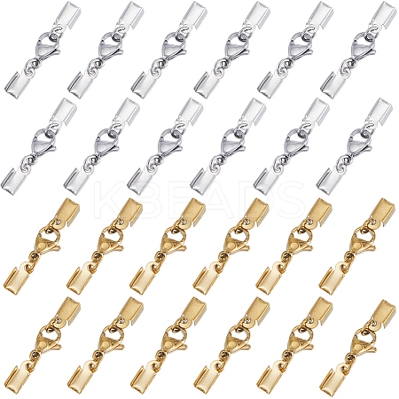 32Pcs 2 Colors 304 Stainless Steel Lobster Claw Clasps with Cord Ends STAS-SC0006-32-1