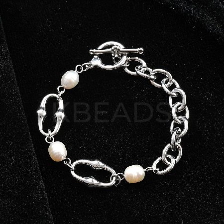 Stainless Steel Cable Chains Link Bracelets BJEW-F485-02P-1