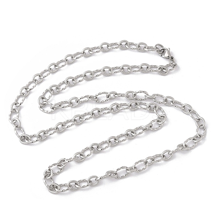 Tarnish Resistant Unisex 304 Stainless Steel Textured Cable Chain Necklaces LS-STAS-L127-01P-1