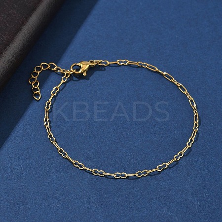 304 Stainless Steel Paperpclip Chains Bracelets for Women BJEW-U043-01G-1