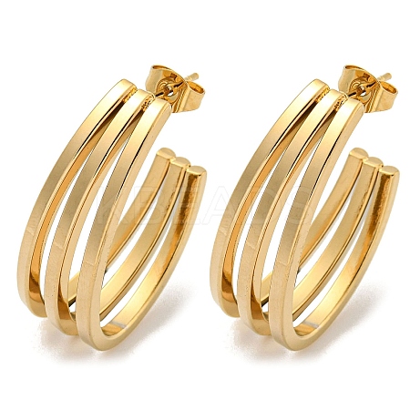 Letter C 202 Stainless Steel Multi Layered Stud Earrings EJEW-H003-14G-1