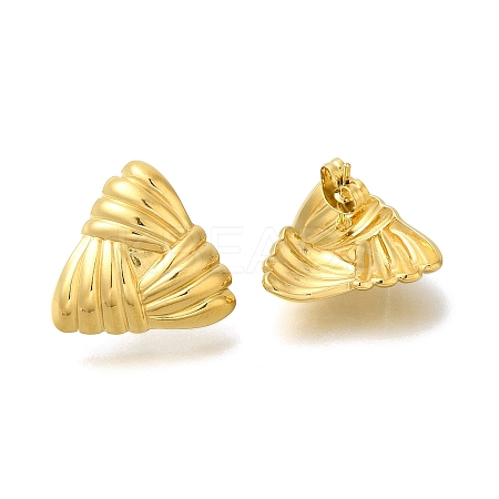 Ion Plating(IP) 304 Stainless Steel Textured Triangle Stud Earrings for Women EJEW-S227-58G-1